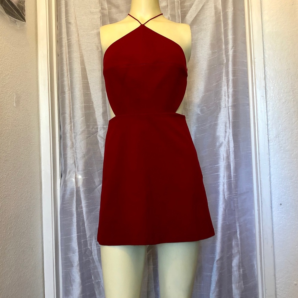 Red mini dress with cool open back